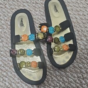 Colorful Beaded Slide Sandals